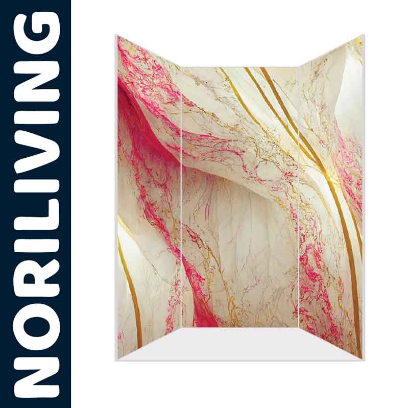 Raumteiler mit marmoriertem Muster in Rosa und Gold von NORILIVING