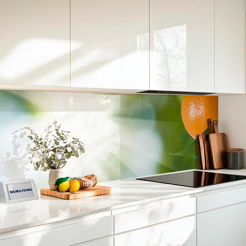 Fliesenspiegel Alu Frische Mandarinen am Zweig im Sonnenschein 328