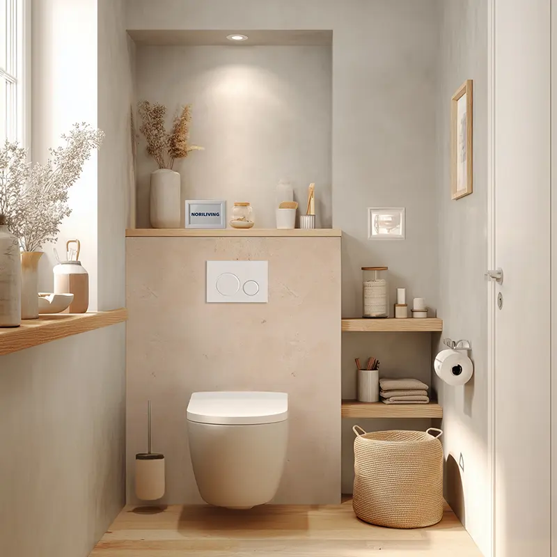 Toilettenrückwand Alu verputzte Steinmauer Beige 981