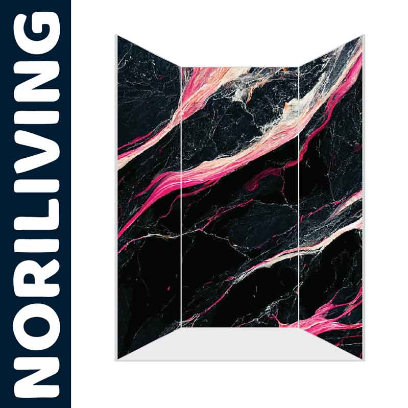 Moderner Raumteiler mit schwarzem und pinkem Marmormuster von NORILIVING