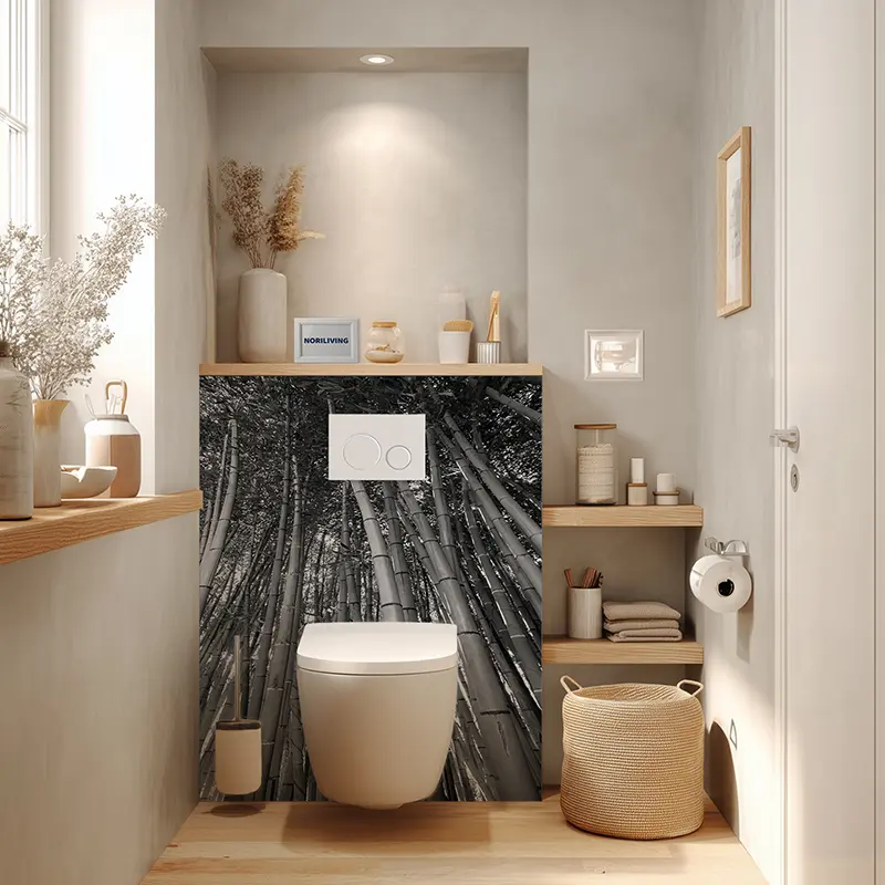 Toilettenrückwand Alu Bambus 726 schwarz-weiß