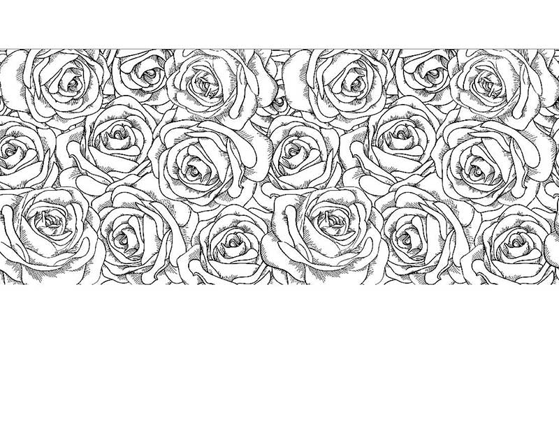 Schwarz-weißes Muster aus gezeichneten Rosenblüten