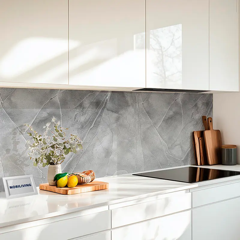 Küchenrückwand Alu Marmor beige 705 schwarz-weiß