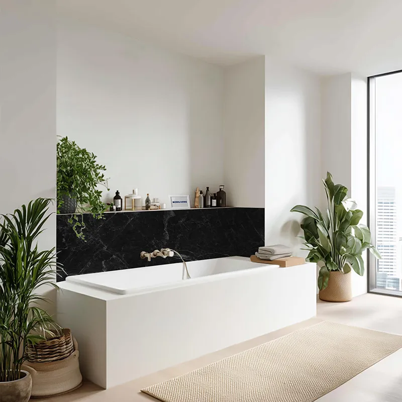 Badrückwand Alu Marmor schwarz-grau 007 schwarz-weiß