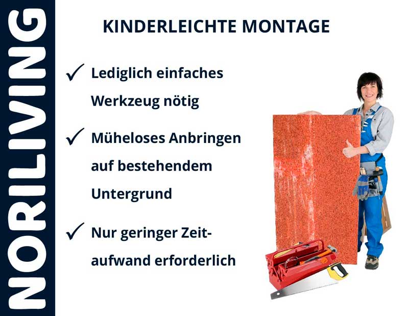 Person mit einfacher Montagemöglichkeit für NORILIVING-Produkt