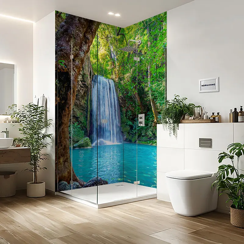 Duschrückwand Einzel | Ecke | Nische | Alu Erawan Wasserfall Thailand 239