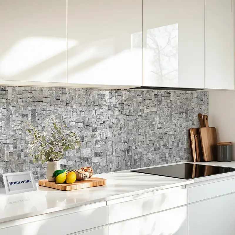 Fliesenspiegel Alu Steinwand Mosaik hellgrau 209a