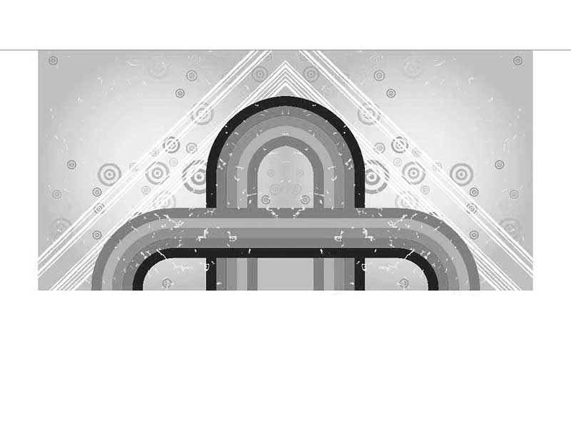 Abstraktes geometrisches Design in Schwarzweiß mit geschwungenen Linien und Kreisen