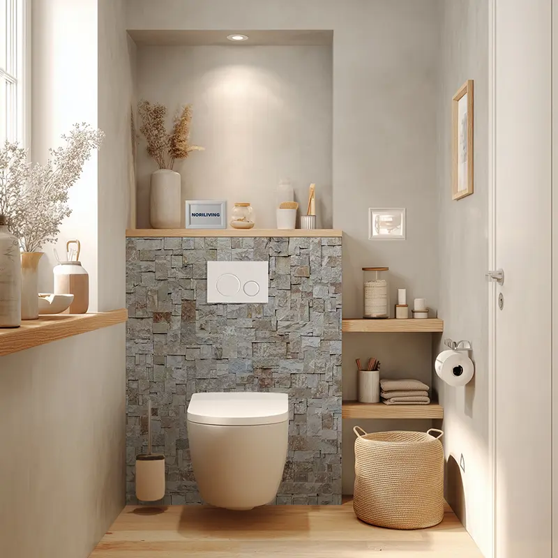 Toilettenrückwand Alu Steinwand Mosaik hellbeige 209