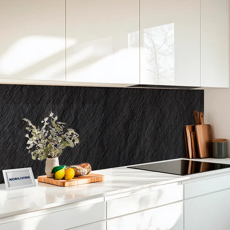 Küchenrückwand Alu Dunkler schwarzer Steinhintergrund 408