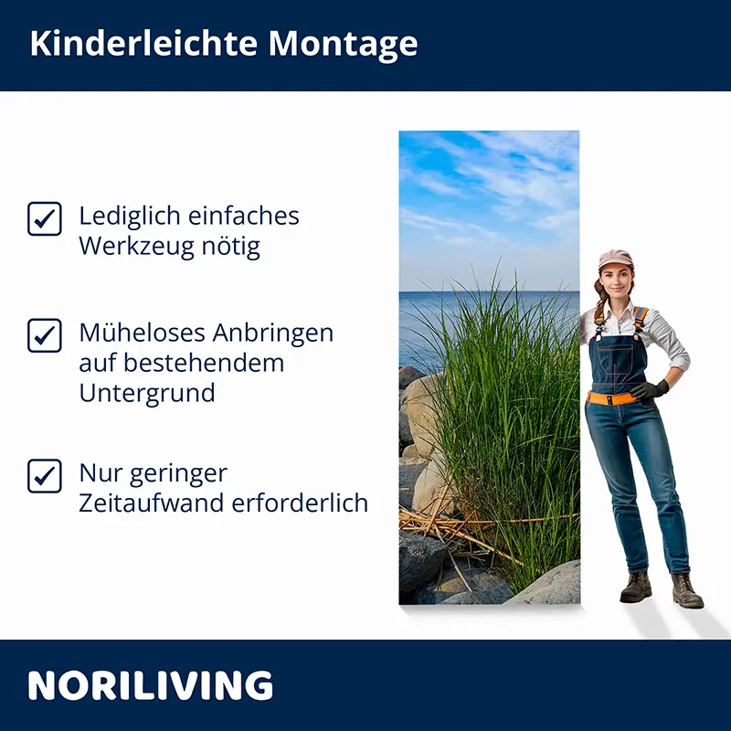 Wandpanel Strandgras Motiv, einfache Montage