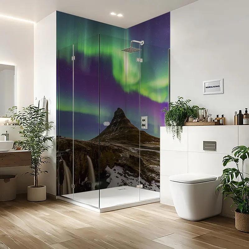 Duschrückwand Einzel | Ecke | Nische | Alu Nordlicht Aurora borealis 090