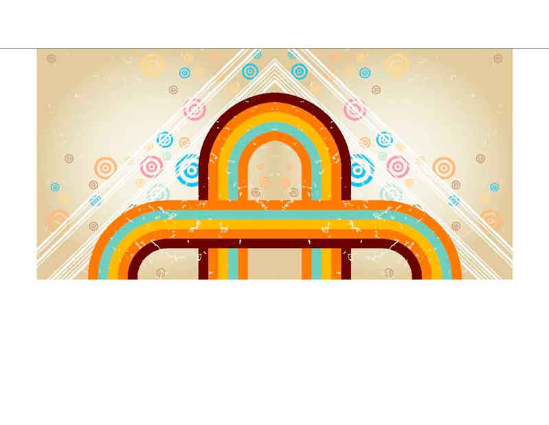 Abstraktes retro Design mit geschwungenen bunten Linien und Spiralen