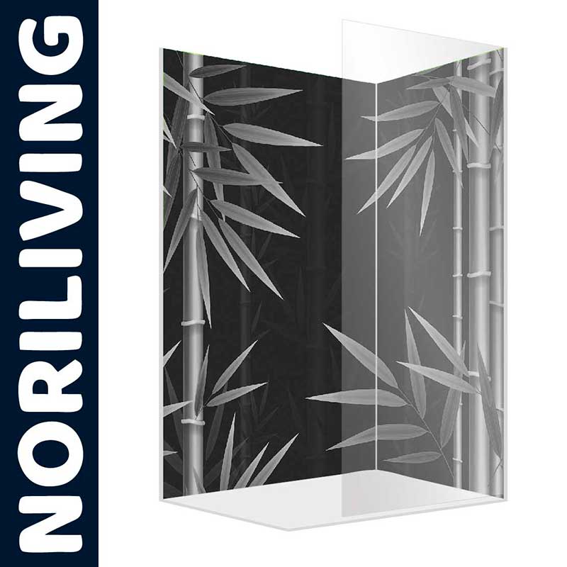 Duschwand mit elegantem Bambus-Motiv von NORILIVING, ideal für modernes Badezimmerdesign