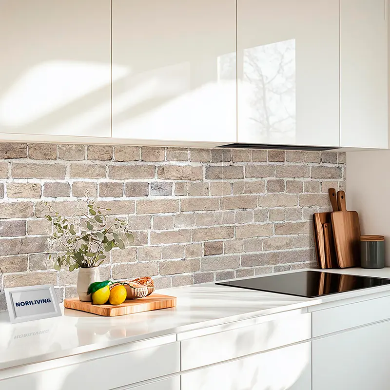 Küchenrückwand Alu Beige Backsteinmauer 465