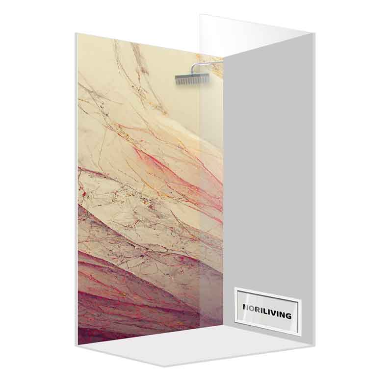Dusche mit elegantem Marmor-Design und hochwertiger Glaswand