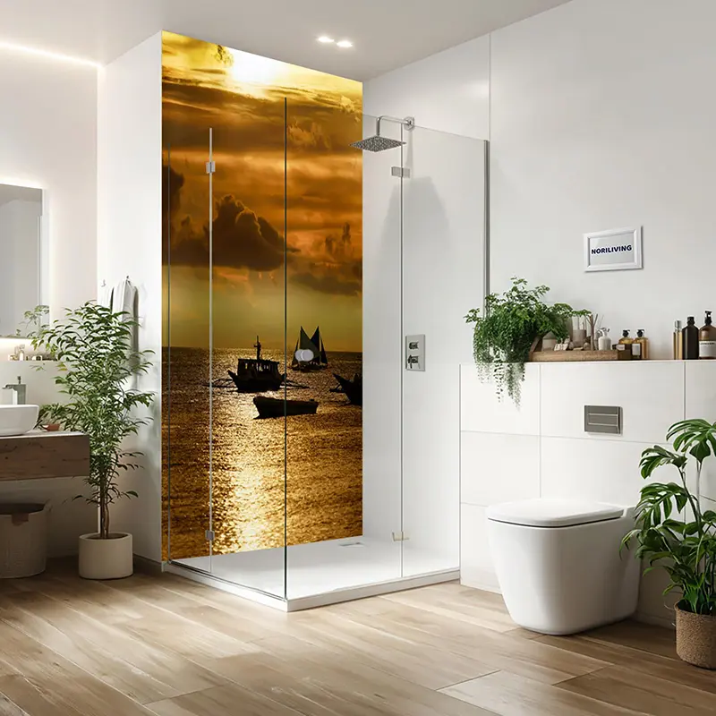 Duschrückwand Einzel | Alu philippinische Boote bei Sonnenuntergang Insel Boracay 728