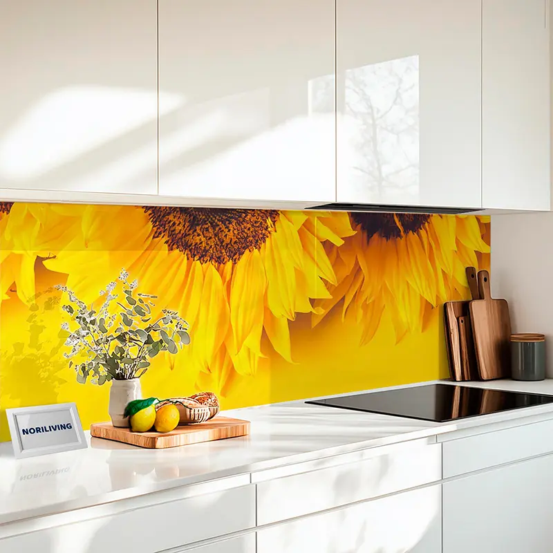 Fliesenspiegel Alu Sonnenblumen auf gelbem Hintergrund 855