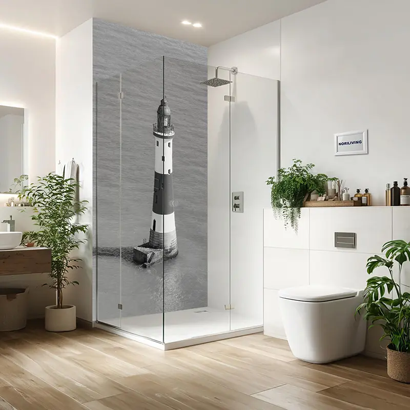 Duschrückwand Aluverbund Beachy Head Leuchtturm East Sussex England 720 schwarz-weiß