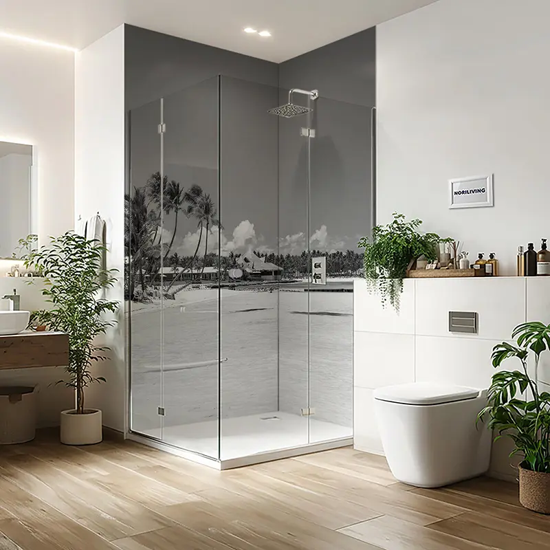 Duschrückwand Aluverbund weißer Sandstrand in Cap Cana Dominikanische Republik 701 schwarz-weiß