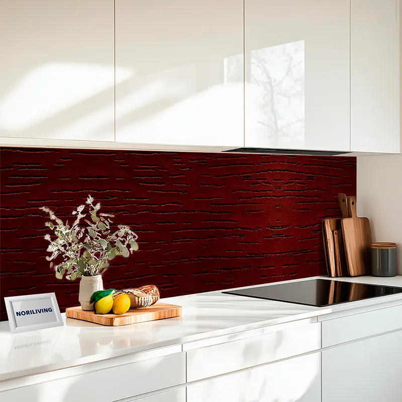 Küchenrückwand Alu Dunkles rotes Holz mit feiner Maserung 129