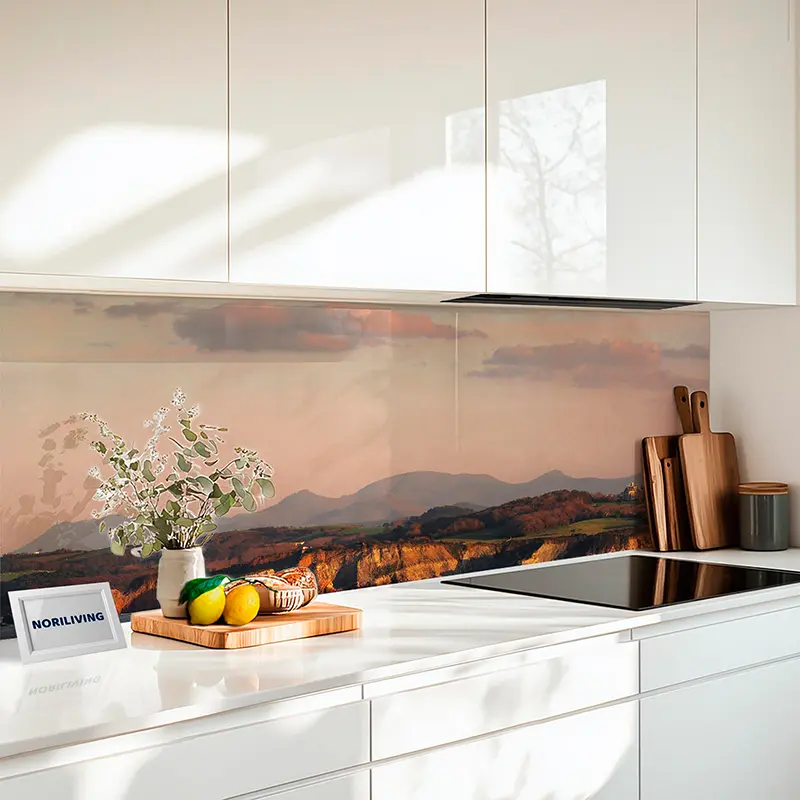 Küchenrückwand Alu Blick auf die baskische Küste und dem Berg Larrun, Baskenland 693