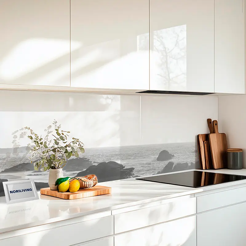 Fliesenspiegel Alu Meer Sonnenuntergang 530 schwarz-weiß