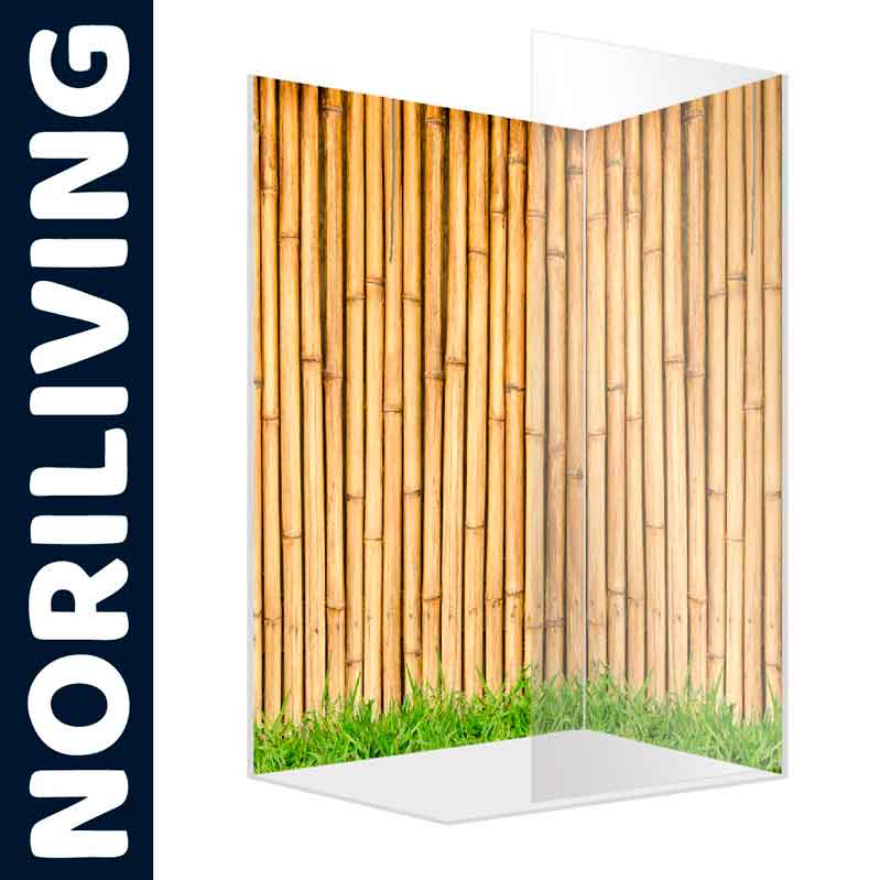 Raumteiler aus Bambus mit Gras unten, geeignet für Innenausstattung