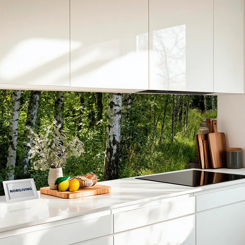 Fliesenspiegel Alu Waldweg durch Birkenhain 575