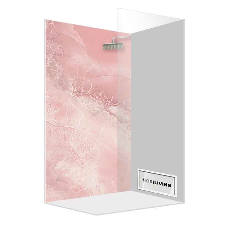 Moderne rosa Duschkabine mit stilvollem Design und Duschkopf von Noriliving