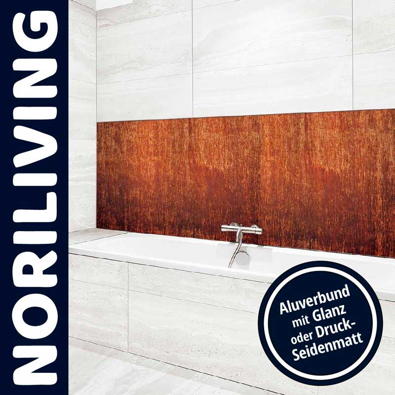 Moderne Badezimmergestaltung mit NORILIVING Aluverbund-Platte in Glanz oder Seidenmatt