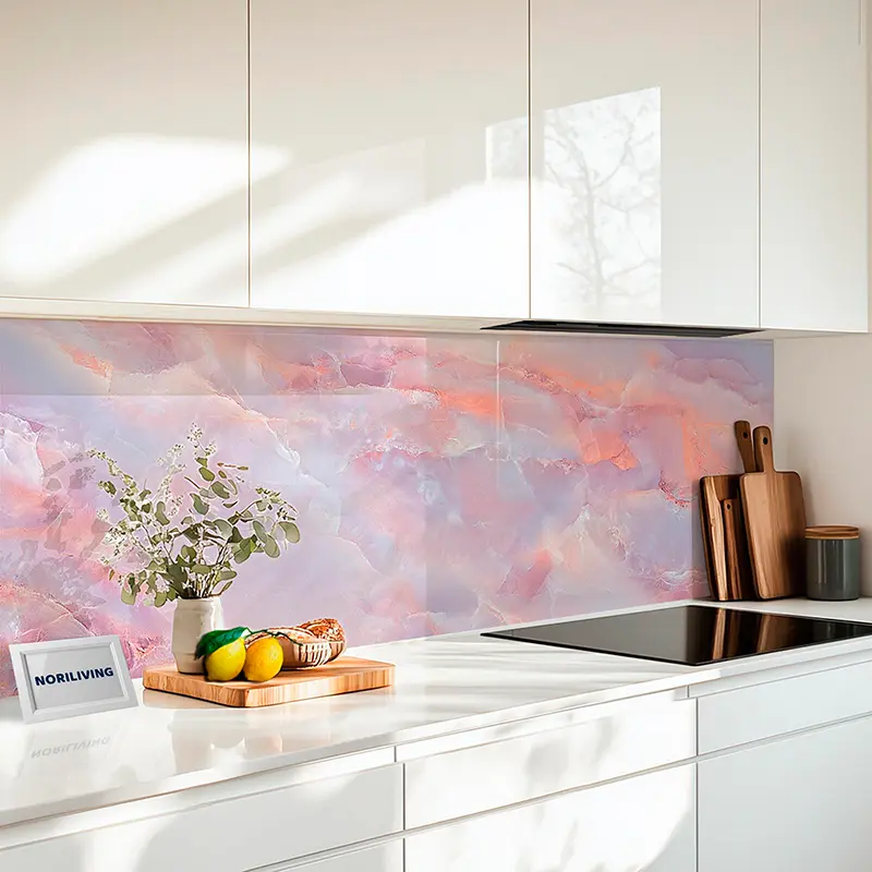 Küchenrückwand Alu Pink-hellblaue Marmorstruktur 544