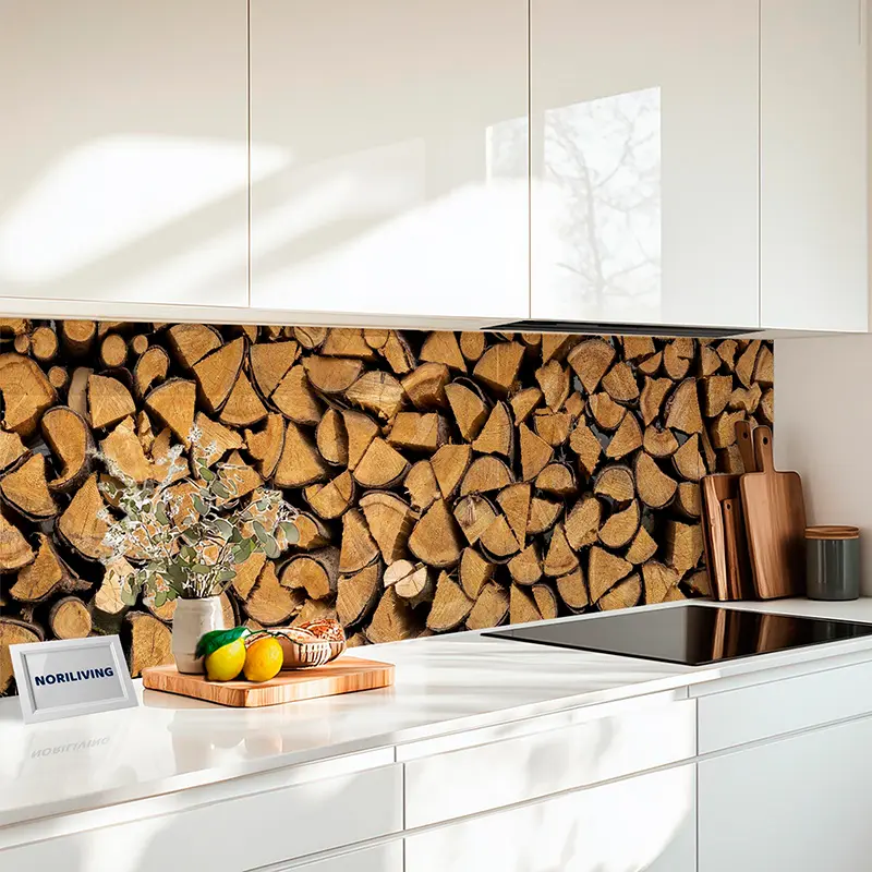 Küchenrückwand Alu Schöner Brennholzstapel 387