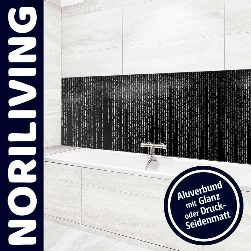 Badezimmer mit schwarzer Wand aus Aluverbund in glänzender oder seidenmatter Ausführung