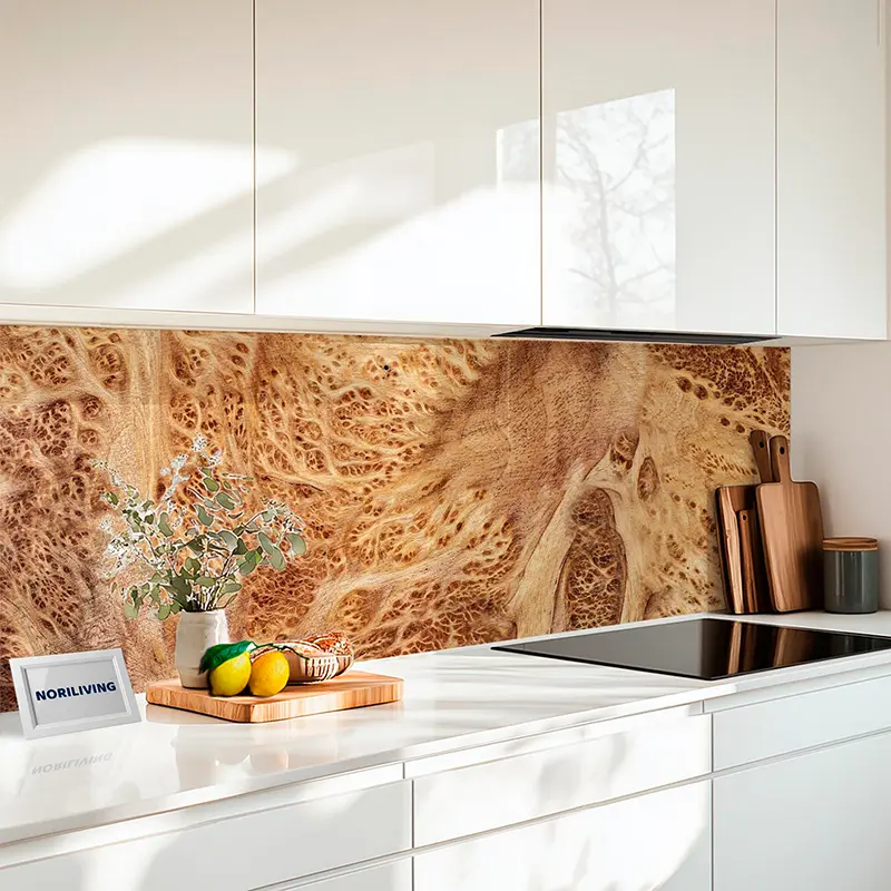 Fliesenspiegel Alu Wurzelmaserung Holzfurnier - Maserholz Dekor 455