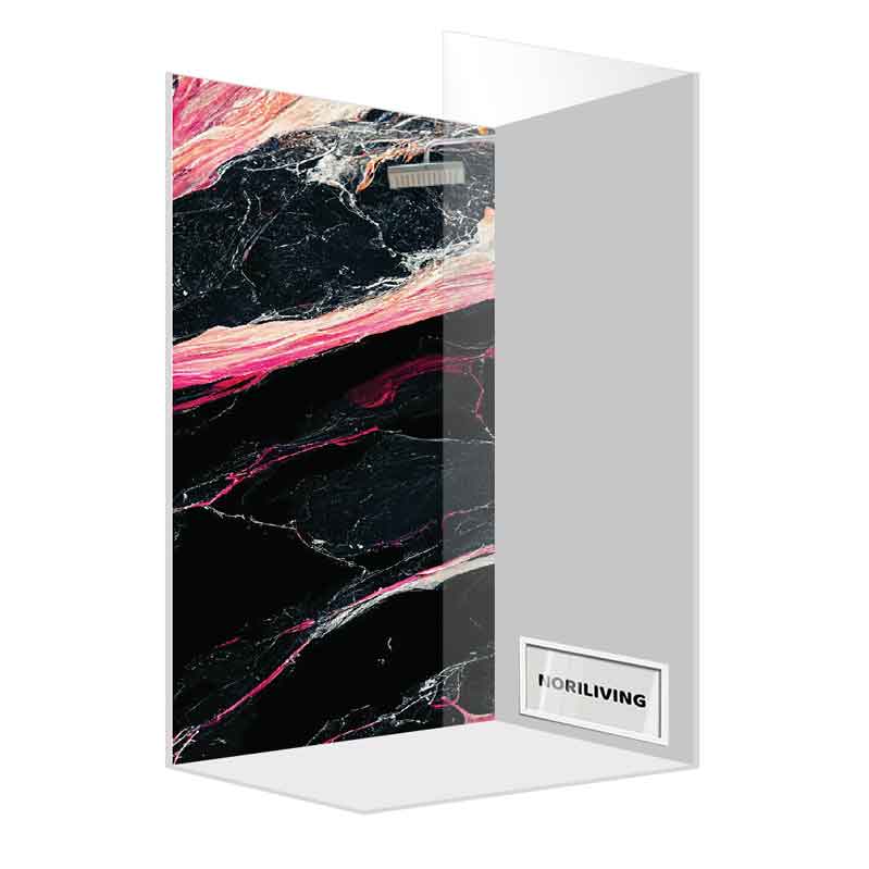 Eleganter Raumteiler mit schwarzem und pinkem Marmor-Design