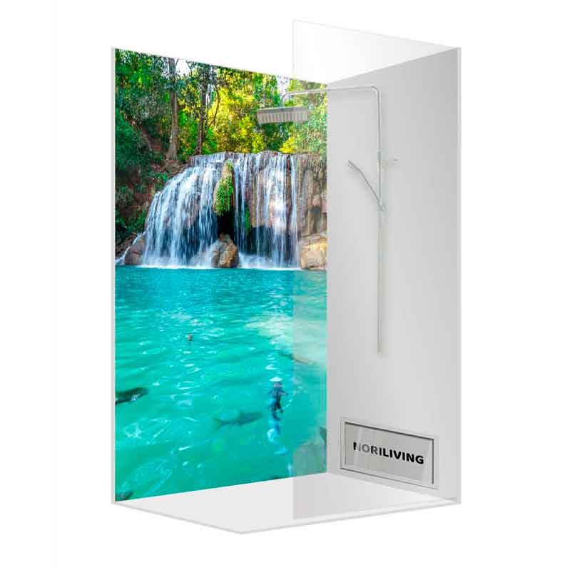 Moderne Duschkabine mit beeindruckendem Wasserfallmotiv und integrierter Dusche von Noriliving