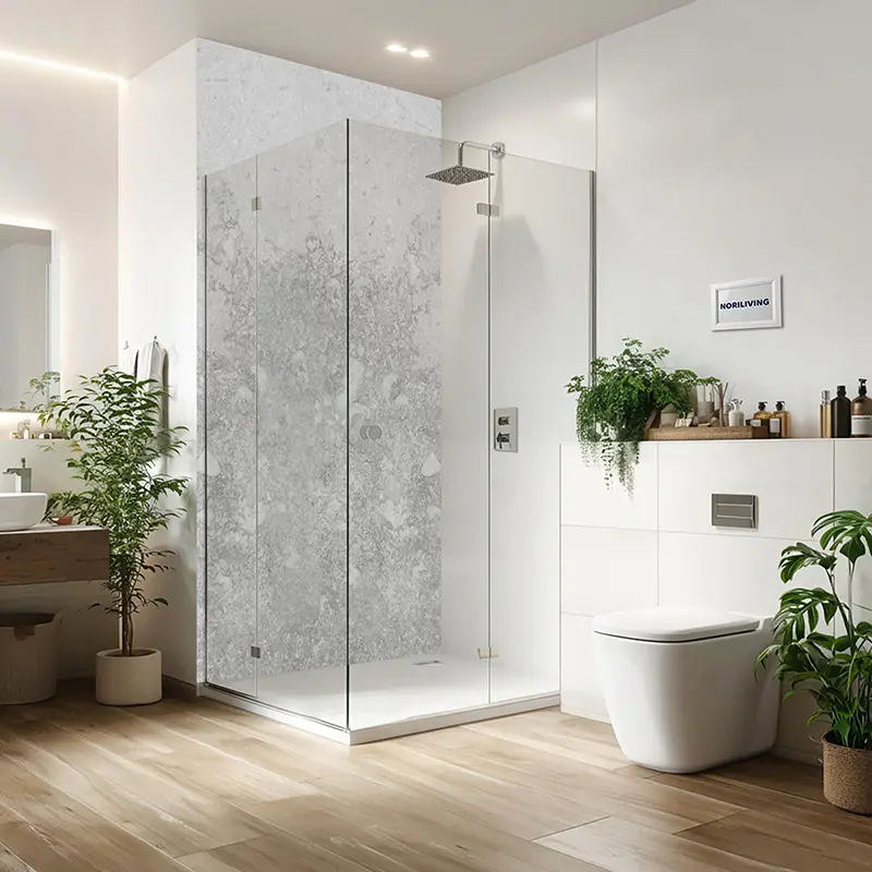 Duschrückwand Einzel | Ecke | Nische | Alu Marmor hell grau 527a