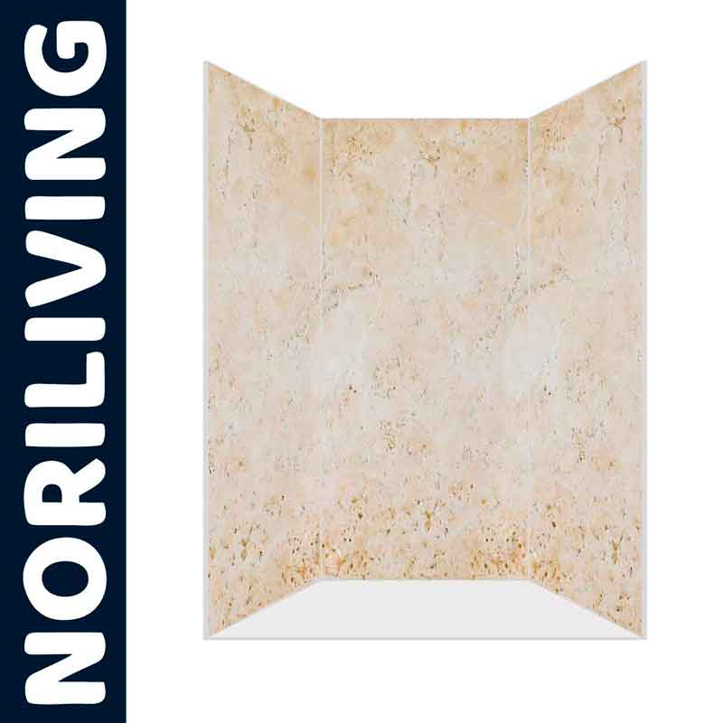 Noriliving Duschwandverkleidung mit beiger Marmorästhetik