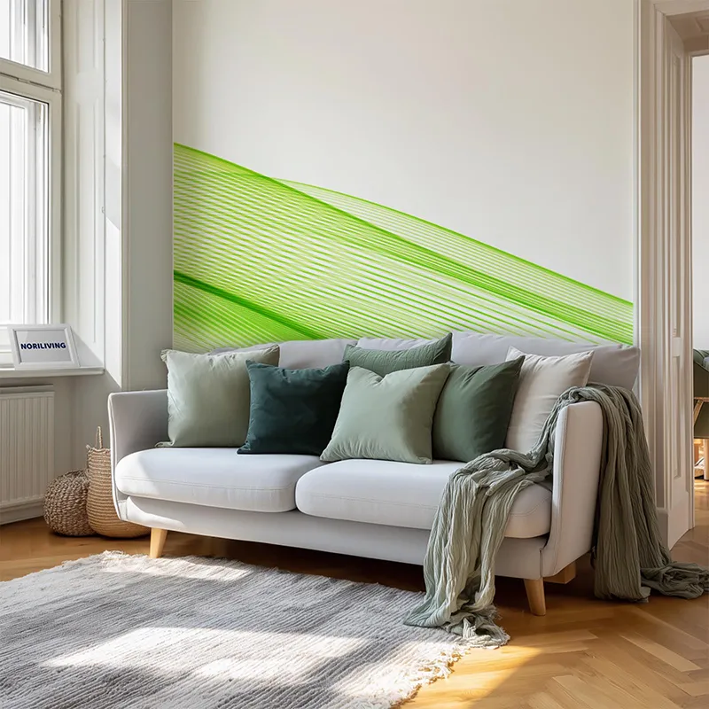 Wohnzimmerrückwand Alu abstrakte grüne Wellenlinien 973
