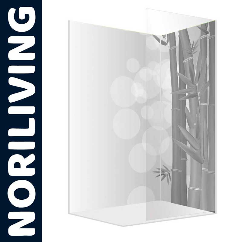 Abbildung einer Noriliving Duschwand mit elegantem Bambusdesign