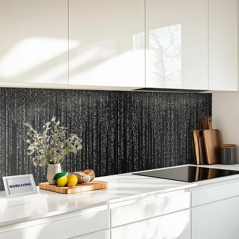 Fliesenspiegel Alu grünes Matrixthema als Hintergrund 934 schwarz-weiß