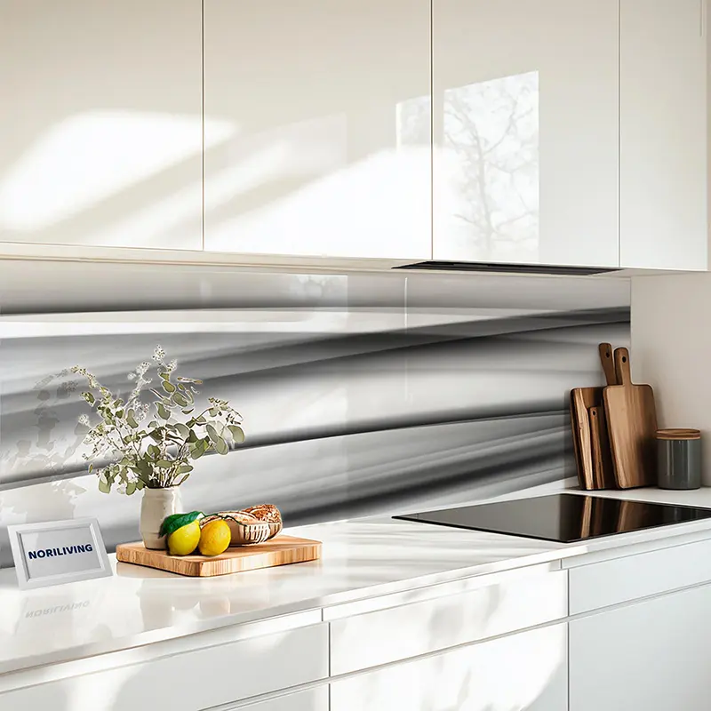 Küchenrückwand Echtglasoptik Profiline Abstrakte Welle 088 schwarz-weiß