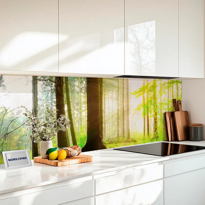 Fliesenspiegel Alu Sonniger Wald mit Bach und Lichtung 183