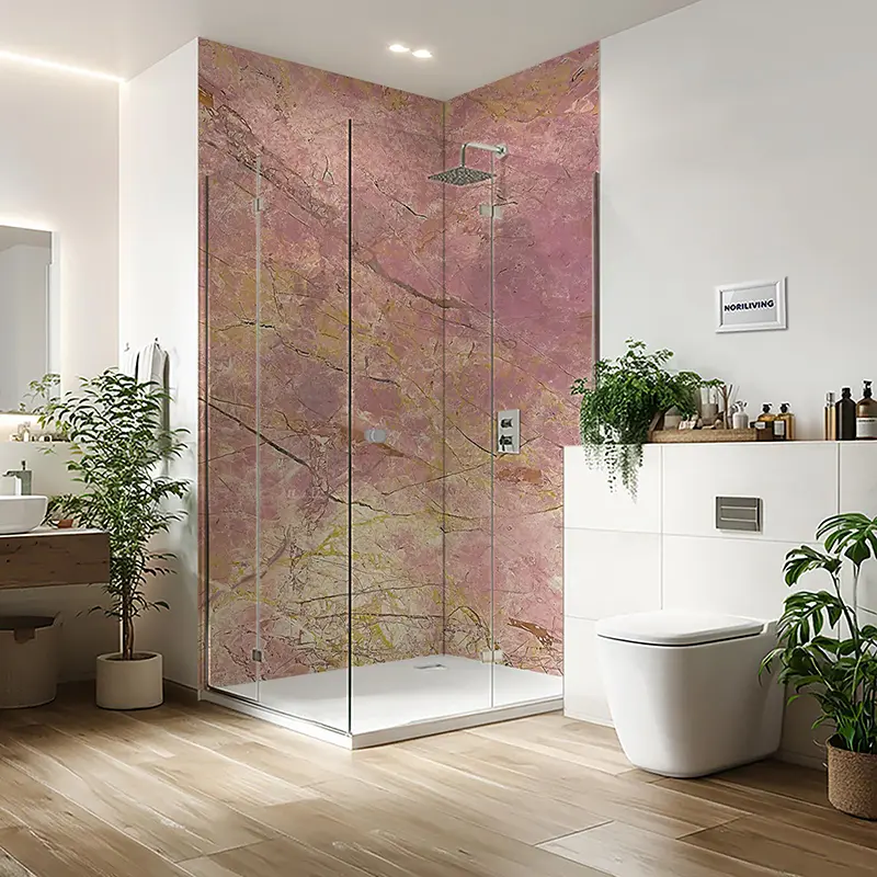 Duschrückwand Einzel | Ecke | Nische | Alu Marmor hellviolett-beige 048