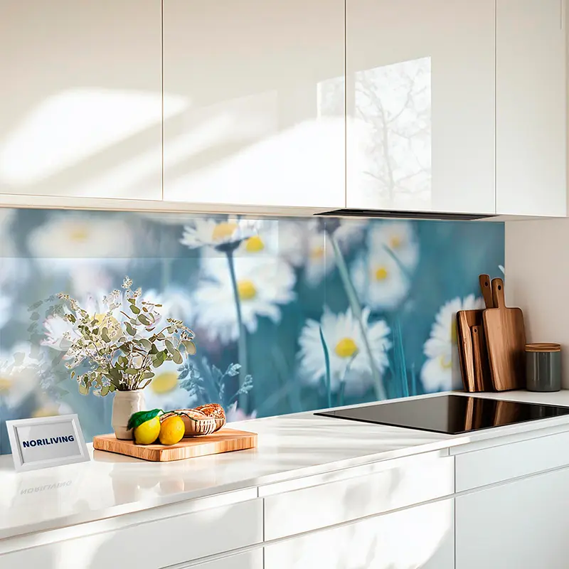 Fliesenspiegel Alu Wiese mit weißen Gänseblümchen 996