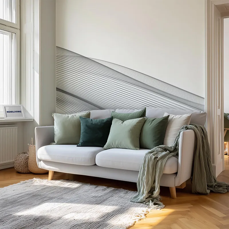 Wohnzimmerrückwand Alu abstrakte grüne Wellenlinien 973 schwarz-weiß