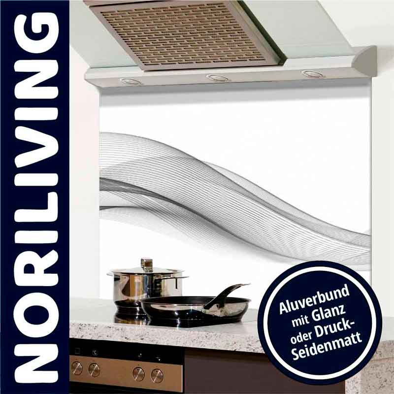 Küchenrückwand Aluverbund mit elegantem Wellenmuster, Glanz oder Seidenmatt Druck.