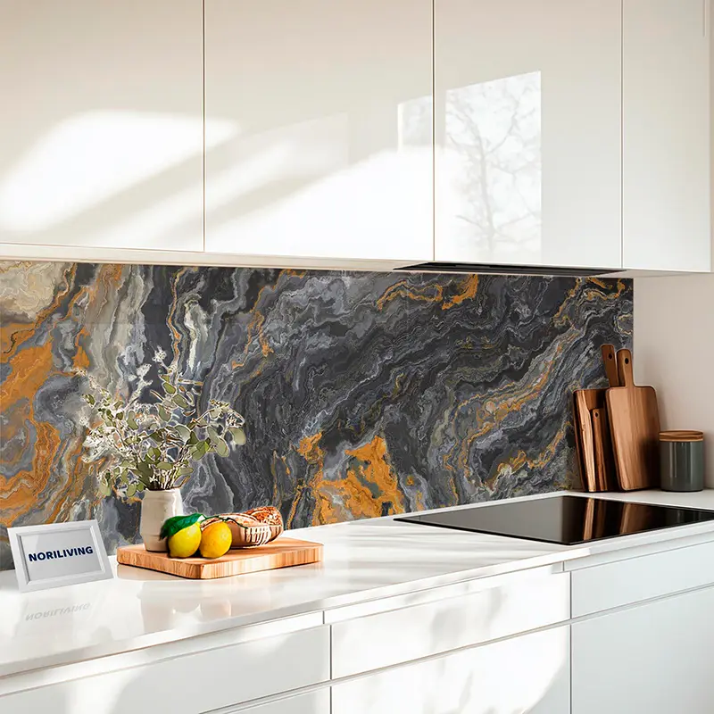 Küchenrückwand Alu Schwarzer Onyx-Marmor 607