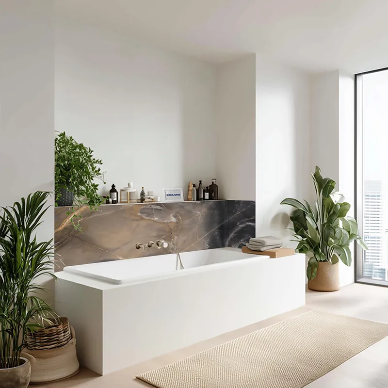 Badrückwand Alu Marmor beige - mittelgrau 012